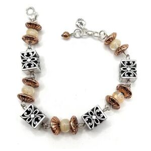 Brighton two-toned bright cube and beads bracelet. New condition!